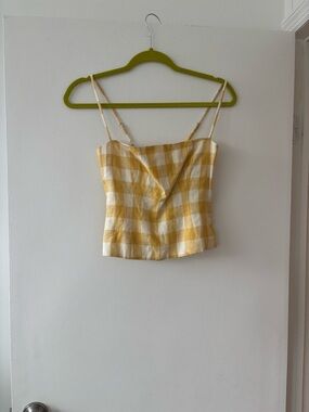 Reformation Yellow and White Gingham Camisole